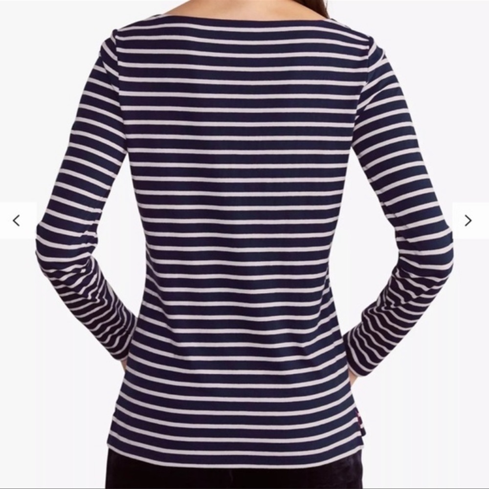 Boden Christmas Breton Metallic Stripe Slogan Long Sleeve Top NWOT (6) - Picture 3 of 12